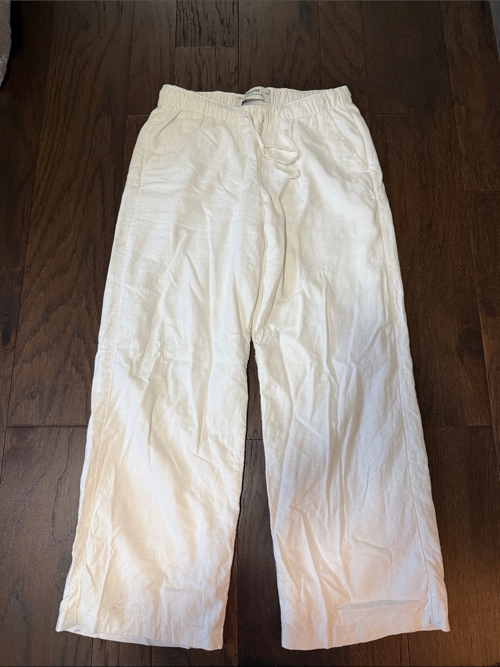 Hollister White Drawstring Linen Pants